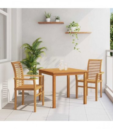 vidaXL Dining Chair 2 pcs Brown 62 x 55 x 94 cm Solid Teak Wood