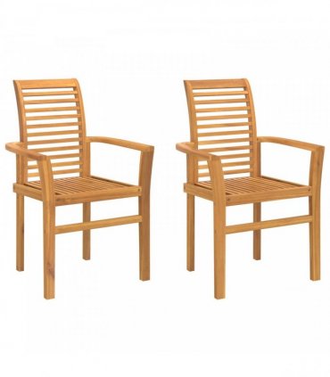 vidaXL Dining Chair 2 pcs Brown 62 x 55 x 94 cm Solid Teak Wood