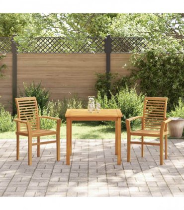 vidaXL Dining Chair 2 pcs Brown 62 x 55 x 94 cm Solid Teak Wood