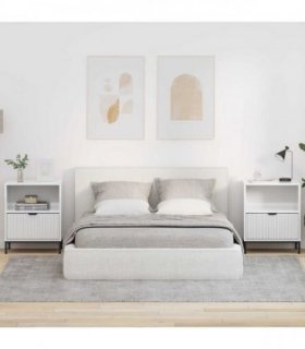 vidaXL Bedside Cabinet 2 pcs High gloss white 49 x 36 x 61 cm