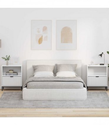 vidaXL Bedside Cabinet 2 pcs High gloss white 49 x 36 x 61 cm