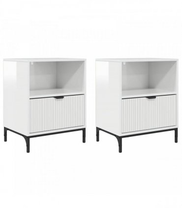 vidaXL Bedside Cabinet 2 pcs High gloss white 49 x 36 x 61 cm