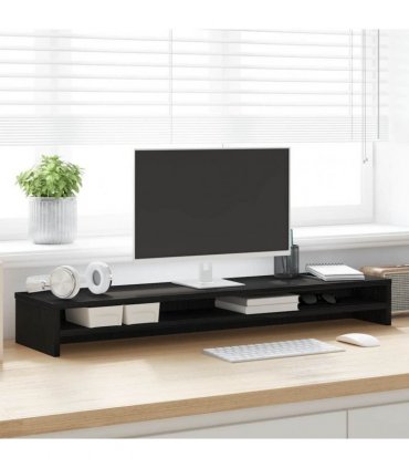 vidaXL Monitor Stand Black Oak 100x24x13 cm Engineered Wood