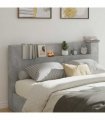 vidaXL Headboard Cabinet with LED Concrete 180 x 16.5 x 103.5 cm