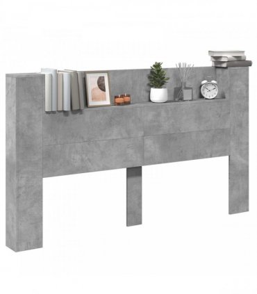 vidaXL Headboard Cabinet with LED Concrete 180 x 16.5 x 103.5 cm