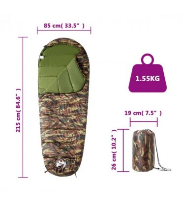 vidaXL Mummy Sleeping Bag for Adults Camping 3 Seasons