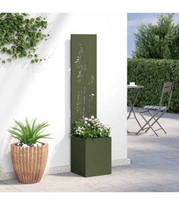 vidaXL Garden Privacy Screen Floral Olive green 32 x 32 x 150 cm