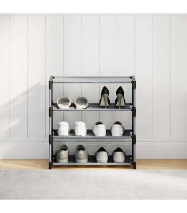 vidaXL Shoe Rack 4-Tier Grey 54x28x55 cm Non-woven Fabric