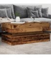 vidaXL Coffee Table with LED Lights Old Wood 90x50x40 cm