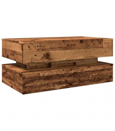 vidaXL Coffee Table with LED Lights Old Wood 90x50x40 cm