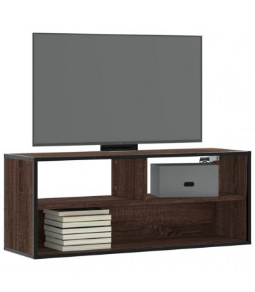 vidaXL TV Cabinet Brown Oak 100x31x39.5 cm Engineered Wood and Metal