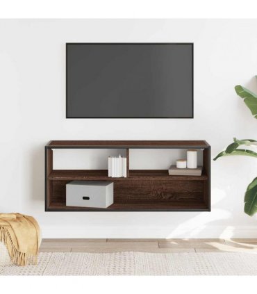 vidaXL TV Cabinet Brown Oak 100x31x39.5 cm Engineered Wood and Metal