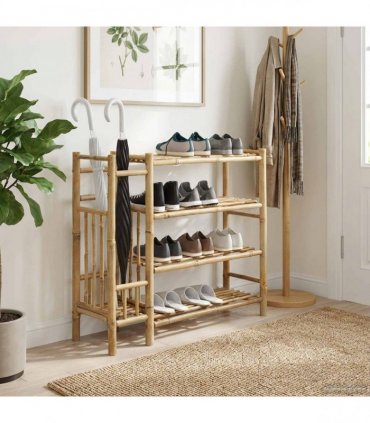 vidaXL Shoe Rack with Shelf Natural 88 x 27 x 80 cm Bamboo