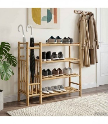 vidaXL Shoe Rack with Shelf Natural 88 x 27 x 80 cm Bamboo