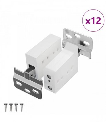 vidaXL Cabinet Hanging Bracket 12 pcs White 70 x 48 x 19 mm