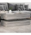 vidaXL Coffee Table with LED Lights Grey Sonoma 90x50x40 cm