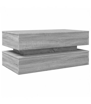 vidaXL Coffee Table with LED Lights Grey Sonoma 90x50x40 cm