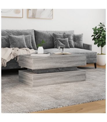 vidaXL Coffee Table with LED Lights Grey Sonoma 90x50x40 cm