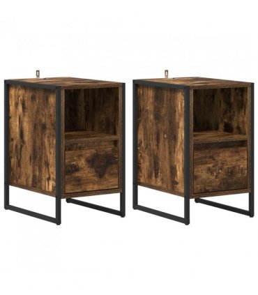 vidaXL Bedside Table 2 pcs Smoke Oak 39.5 x 30 x 50 cm Engineered Wood