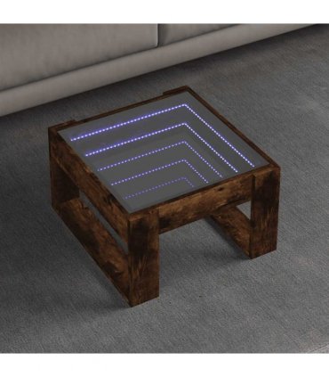 vidaXL Coffee Table with Infinity LED Smoked Oak 50x53x30 cm