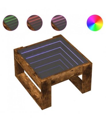 vidaXL Coffee Table with Infinity LED Smoked Oak 50x53x30 cm
