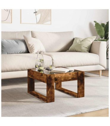 vidaXL Coffee Table with Infinity LED Smoked Oak 50x53x30 cm
