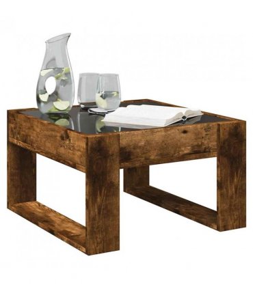 vidaXL Coffee Table with Infinity LED Smoked Oak 50x53x30 cm