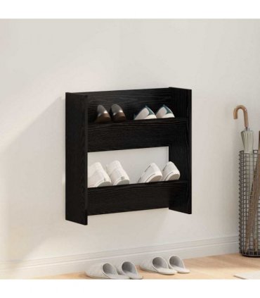 vidaXL Shoe Cabinet Black Oak 60 x 18 x 60 cm Engineered Wood