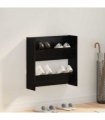 vidaXL Shoe Cabinet Black Oak 60 x 18 x 60 cm Engineered Wood