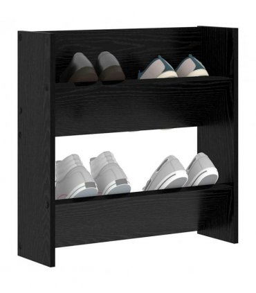 vidaXL Shoe Cabinet Black Oak 60 x 18 x 60 cm Engineered Wood