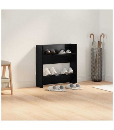 vidaXL Shoe Cabinet Black Oak 60 x 18 x 60 cm Engineered Wood