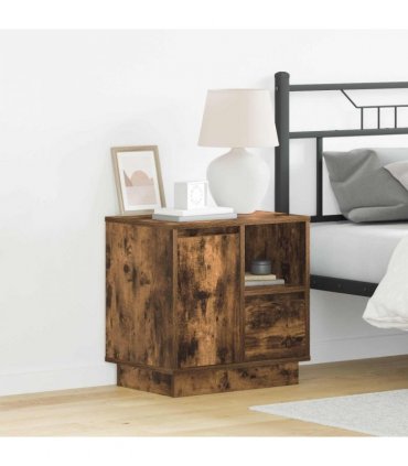 vidaXL Bedside Cabinet Smoked Oak 50 x 34.5 x 50 cm Engineered wood