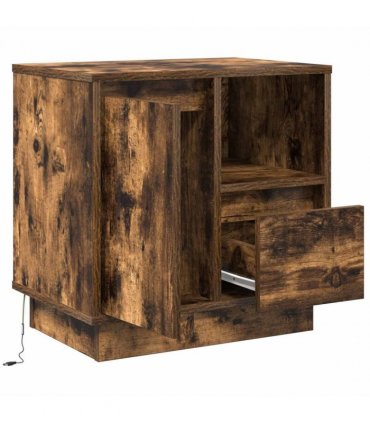 vidaXL Bedside Cabinet Smoked Oak 50 x 34.5 x 50 cm Engineered wood