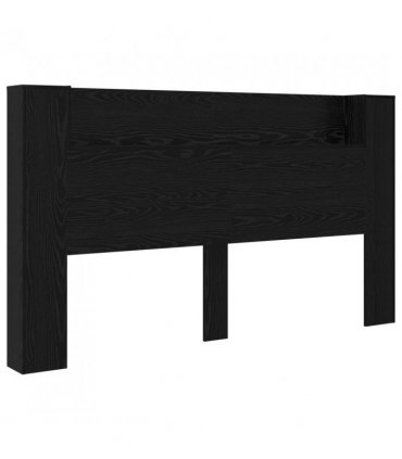 vidaXL Headboard Cabinet with LED Black Oak 180 x 16.5 x 103.5 cm