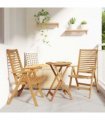 vidaXL Chair Folding 2 pcs Brown 64.5 x 52 x 108 cm Solid Teak Wood