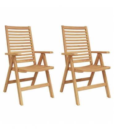 vidaXL Chair Folding 2 pcs Brown 64.5 x 52 x 108 cm Solid Teak Wood