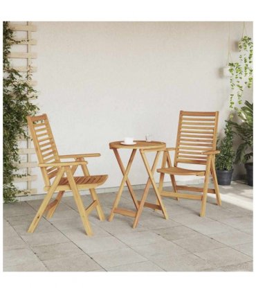 vidaXL Chair Folding 2 pcs Brown 64.5 x 52 x 108 cm Solid Teak Wood