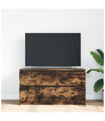 vidaXL TV Cabinet Smoked Oak 100x35x54 cm Engineered Wood