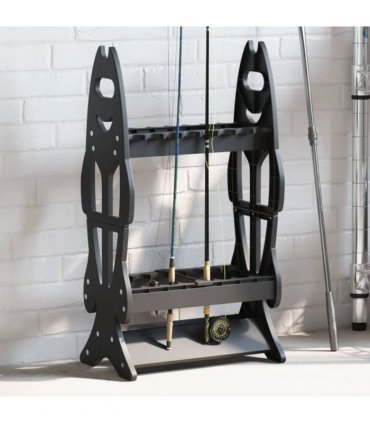 vidaXL Fishing Rod Rack for 16 Rods Black