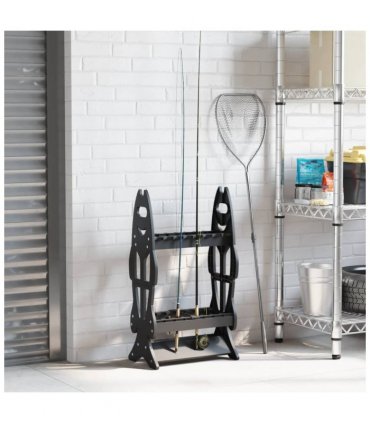 vidaXL Fishing Rod Rack for 16 Rods Black