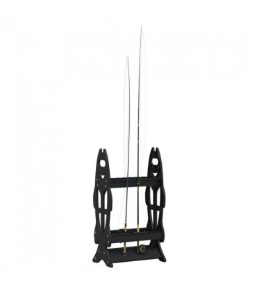 vidaXL Fishing Rod Rack for 16 Rods Black