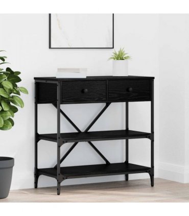 vidaXL Console Table with Drawer Black Oak 75 x 34.5 x 75 cm Wood
