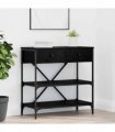 vidaXL Console Table with Drawer Black Oak 75 x 34.5 x 75 cm Wood