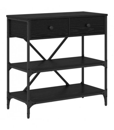 vidaXL Console Table with Drawer Black Oak 75 x 34.5 x 75 cm Wood