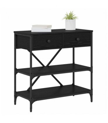 vidaXL Console Table with Drawer Black Oak 75 x 34.5 x 75 cm Wood