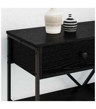 vidaXL Console Table with Drawer Black Oak 75 x 34.5 x 75 cm Wood