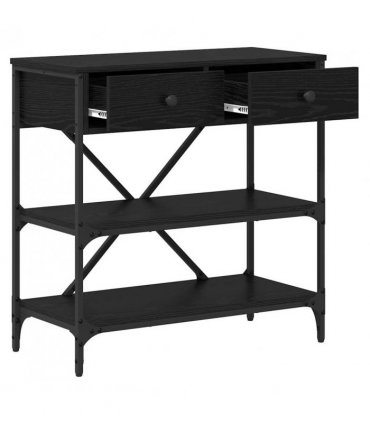 vidaXL Console Table with Drawer Black Oak 75 x 34.5 x 75 cm Wood