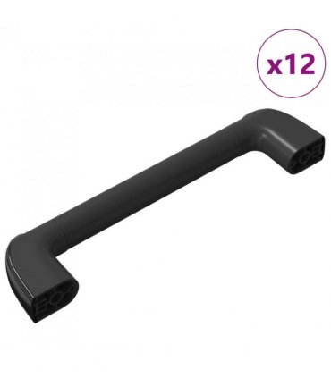vidaXL Handle Plain 12 pcs Black 380 x 34 x 85 mm Aluminium and PP