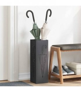 vidaXL Rain Umbrella Stand Black 15.5 x 15.5 x 49 cm Steel