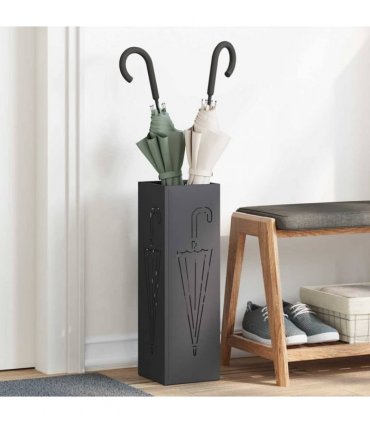 vidaXL Rain Umbrella Stand Black 15.5 x 15.5 x 49 cm Steel